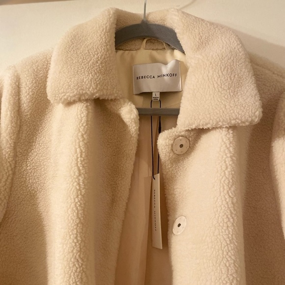 Rebecca Minkoff White Ivory Harley Faux Fur Teddy Coat Jacket - Picture 7 of 11